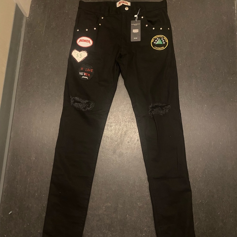 Ricchezza Black Denim Jeans $$ Patched